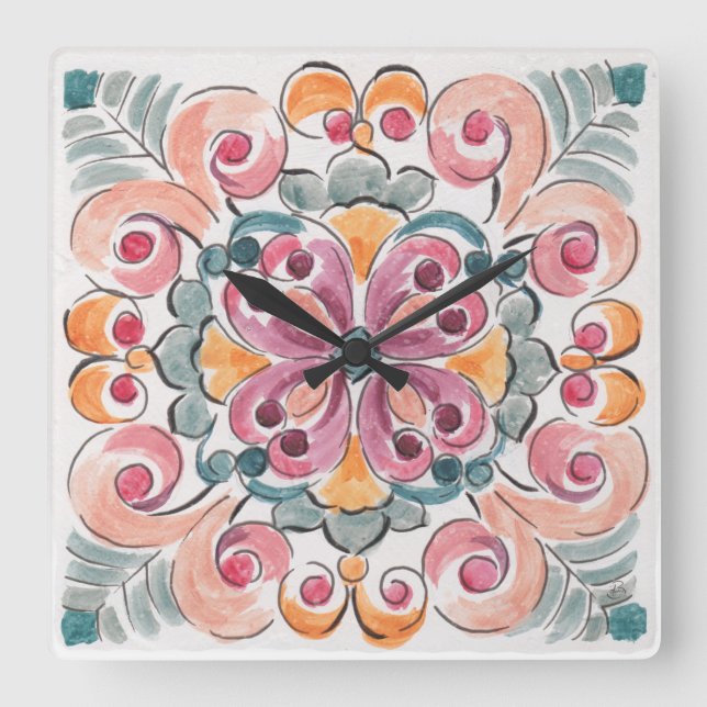 Naturschauspiel Quadratische Wanduhr (Vorderseite)