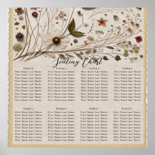Naturschöne Botanische Blumen & Blätter Hochzeit Poster