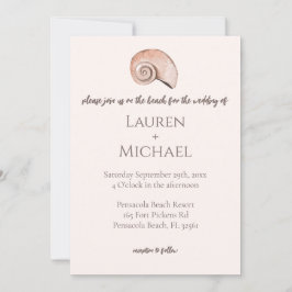 Naturschöner Strand Seashell Hochzeitseinladung Einladung