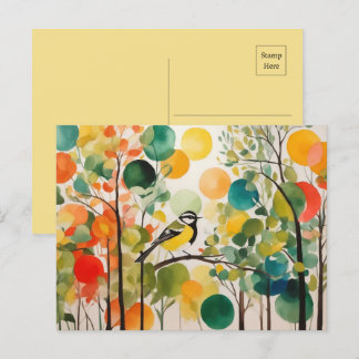 Naturschönheit Wasserfarbenspringtime Forest Bird Postkarte