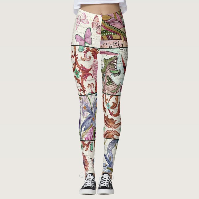 Naturschutzpflaster: Chic Seamless Background Leggings (Vorderseite)