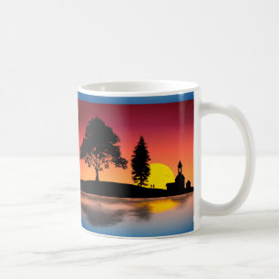 Natursee Bäume Luftseilbahn Silhouette Arte e Cult Kaffeetasse