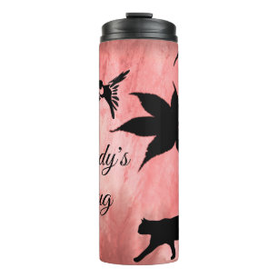 Natursilhouetten auf rosa Marmor *Personalisieren* Thermosbecher