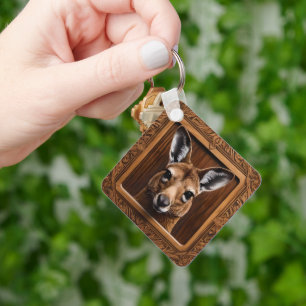 Natursprung: Ein Kangaroo-Holz Druck, Schlüsselanhänger