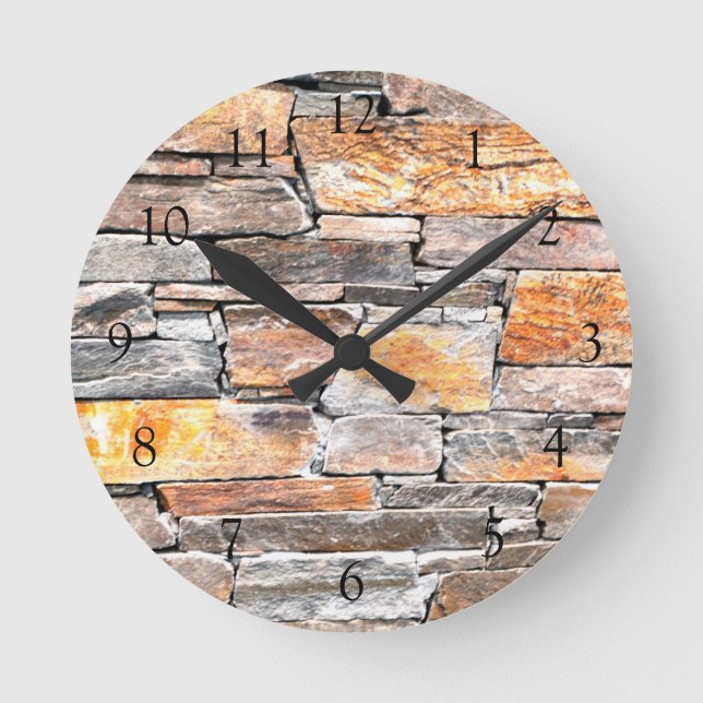 Natursteinmuster aus Terrakotta Runde Wanduhr (Vorderseite)