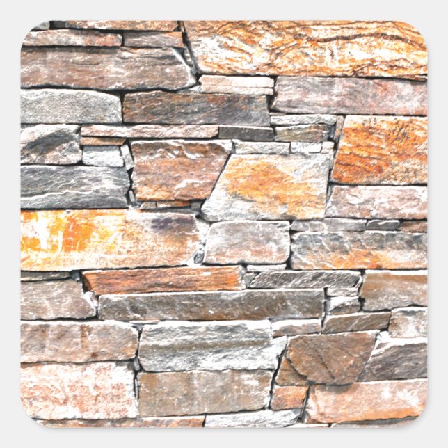 Natursteinmuster Braunziegel Quadratischer Aufkleber (Vorderseite)