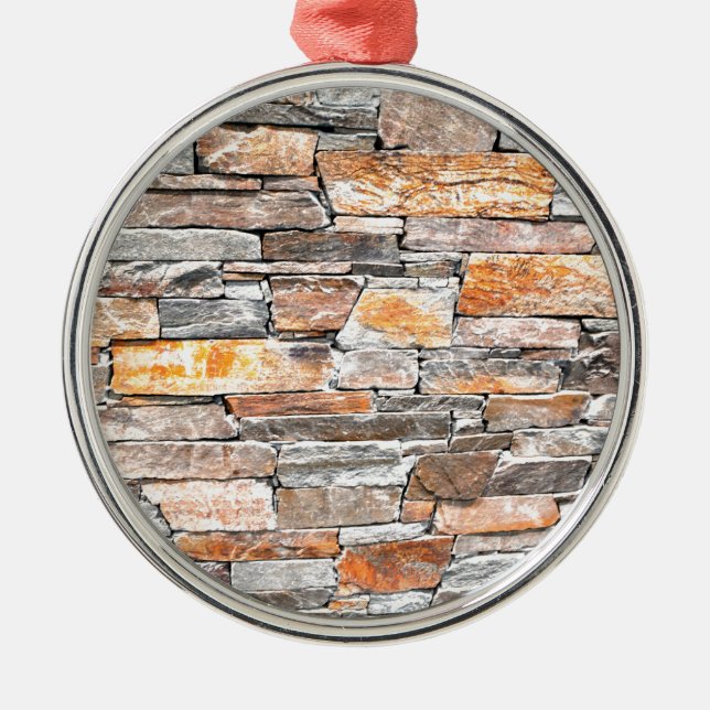 Natursteinmuster Silbernes Ornament (Vorne)