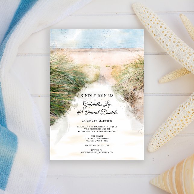 Naturstrand Einladung (Invite guests to your destination marriage ceremony with the Natural Beach Wedding Invitation.)