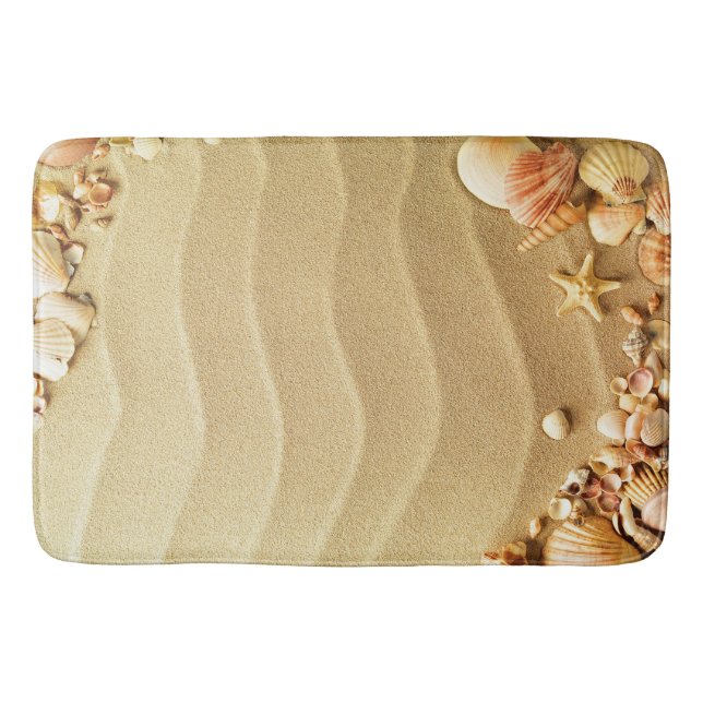 Naturstrand und Muscheln Textur Badematte (Vorderseite)