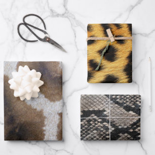Naturtiere Giraffe Python Snake Leopard Skins Geschenkpapier Set