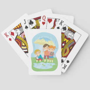 Naturwissenschaft für Kinder im Regen Spielkarten