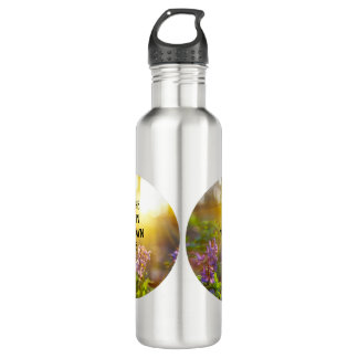 natuur afbeelding met inspirerende tekst edelstahlflasche