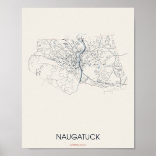 Naugatuck, Connecticut-Straßenkarte Poster –