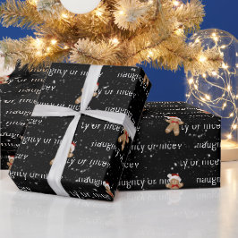 NAUGHTER ODER SCHÖNER Text mit Lebkuchenmann Geschenkpapier