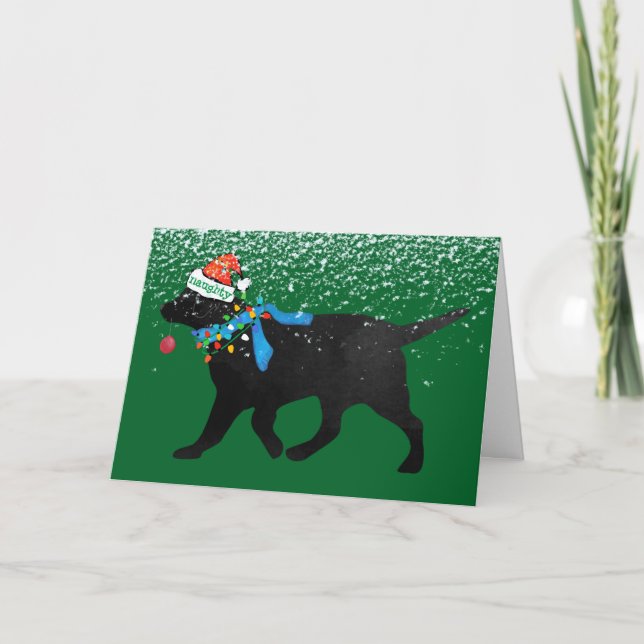 Naughty aber Nice Black Labrador Weihnachten (Vorderseite)