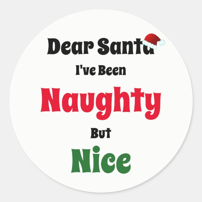 Naughty aber Nice Christmas Runder Aufkleber (Vorderseite)