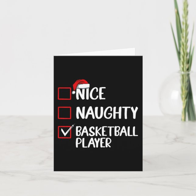 Naughty Basketball Spieler Weihnachtsliste Vorher Karte (Vorderseite)