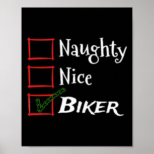 Naughty Biker mit ketten Funny Christmas List Poster