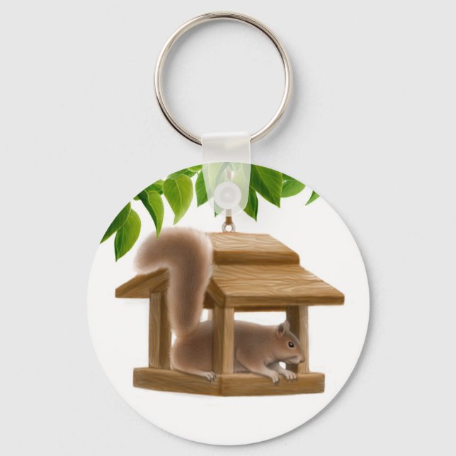 Naughty Bird Feeder Squirrel Schlüsselanhänger (Vorderseite)