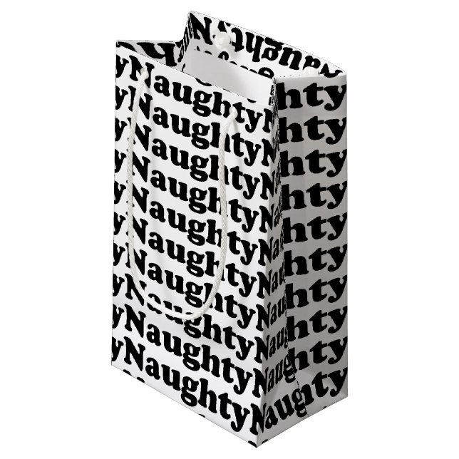 Naughty Black & White Muster lustig niedlich klein Kleine Geschenktüte (Vorderseite Schrägansicht)