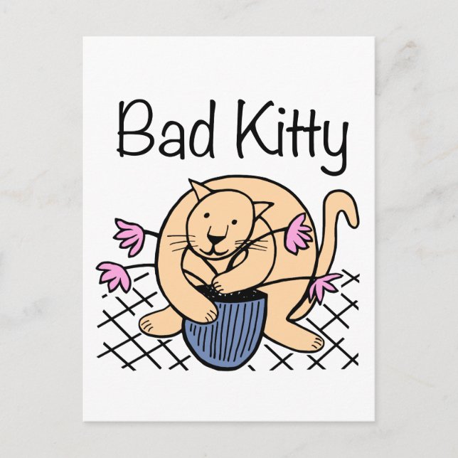 Naughty Cat Cartoon Postkarte (Vorderseite)