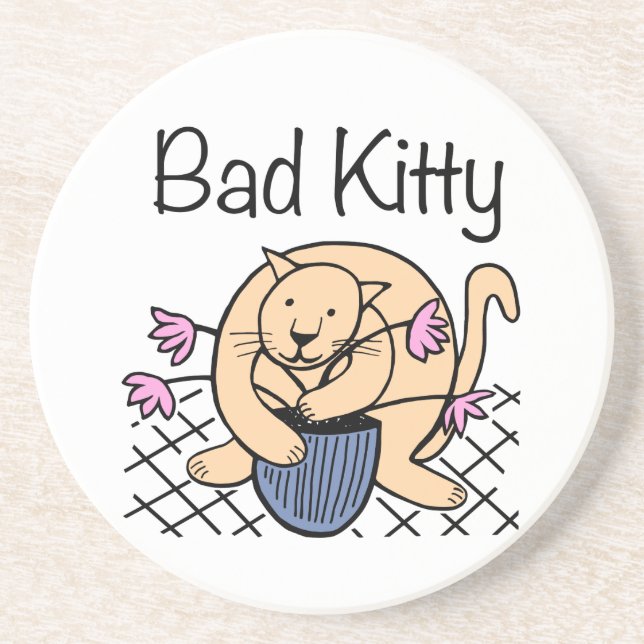 Naughty Cat Cartoon Untersetzer (Vorne)
