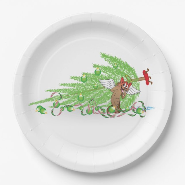 Naughty Cat Christmas Spaß Holiday Joke Bad Kitty Pappteller (Vorderseite)