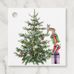 Naughty Cat Klettern ein Weihnachtsbaum Gift Tags Geschenkanhänger