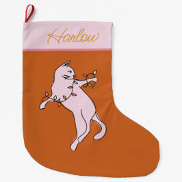 Naughty Cat Pink Weihnachten Großer Weihnachtsstrumpf