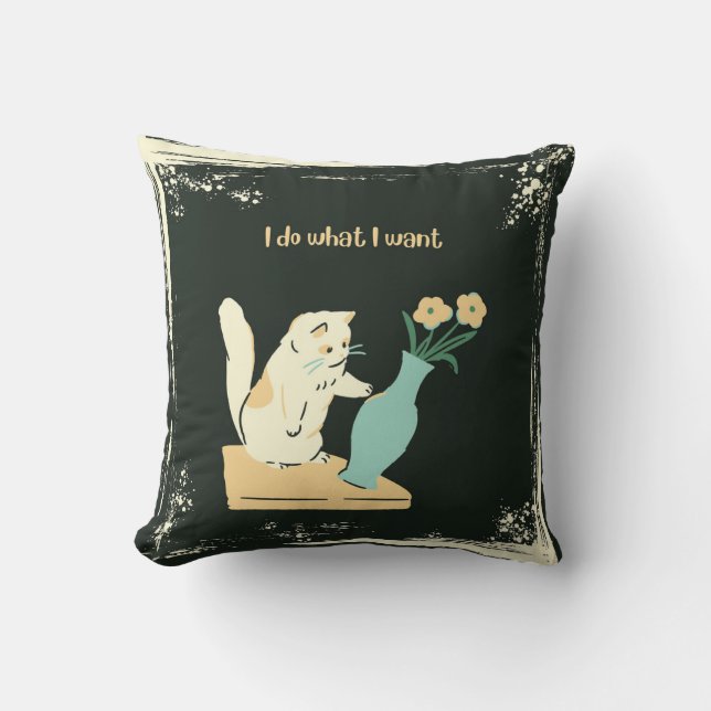 Naughty Cat Throw Kissen "I Do I Woll" (Vorderseite)
