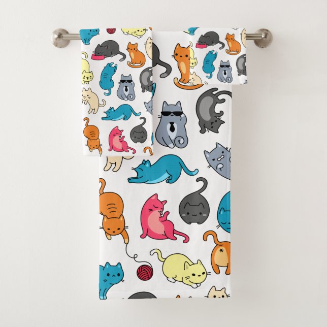 Naughty Cats Kittens Crowd Badhandtuch Set (Insitu)