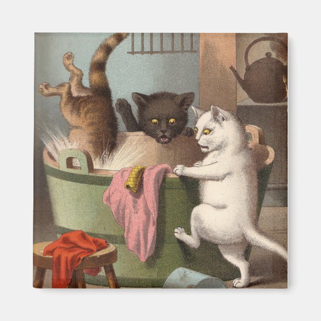 Naughty Cats - Washday Fridge Magnet (Devant)