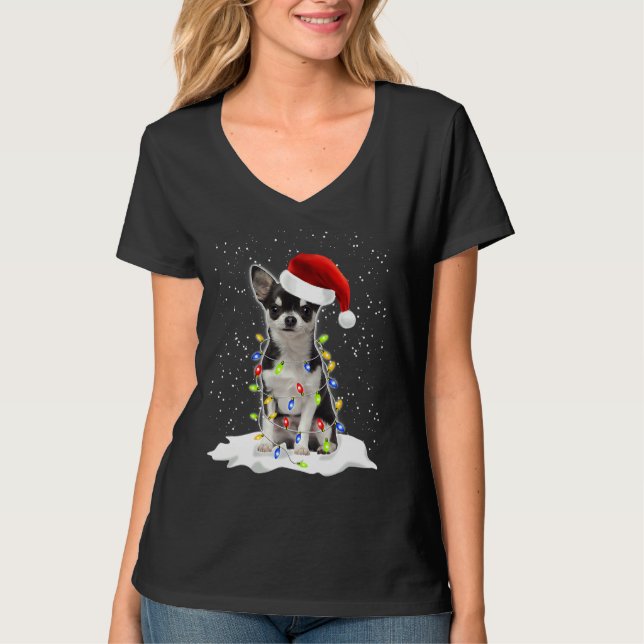 Naughty Chihuahua Weihnachtsweihnachtsweih T-Shirt (Vorderseite)