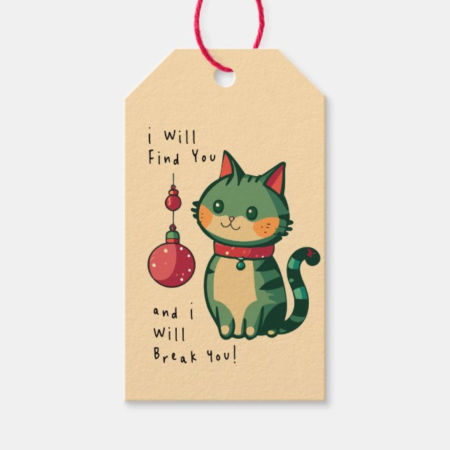 Naughty Christmas Cat Holiday Party Geschenkanhänger (Vorderseite)