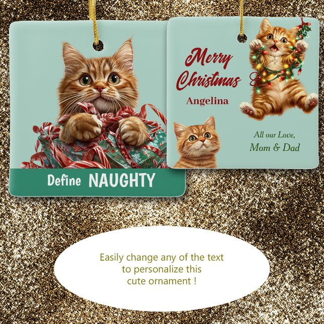 Naughty Christmas Ginger Kitten Keramikornament (Von Creator hochgeladen)