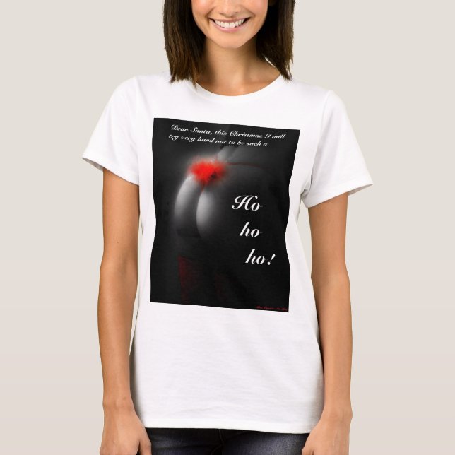 Naughty Christmas Ho Santa Joke Ladys T - Shirt (Vorderseite)