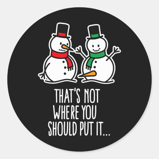 Naughty Christmas Sprichwort Dirty Snowman Cartoon Runder Aufkleber (Vorderseite)