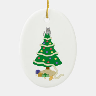 Naughty Christmas Tree Kitty Cat Keramik Ornament