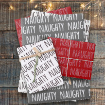 Naughty Christmas Typografy Wrapping Paper Sheets