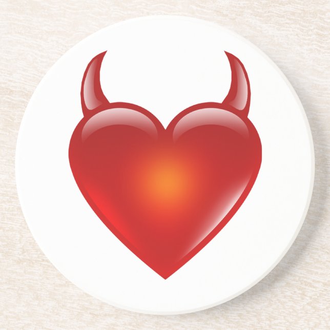 Naughty Devil Heart mit Hörnern Getränkeuntersetzer (Vorne)