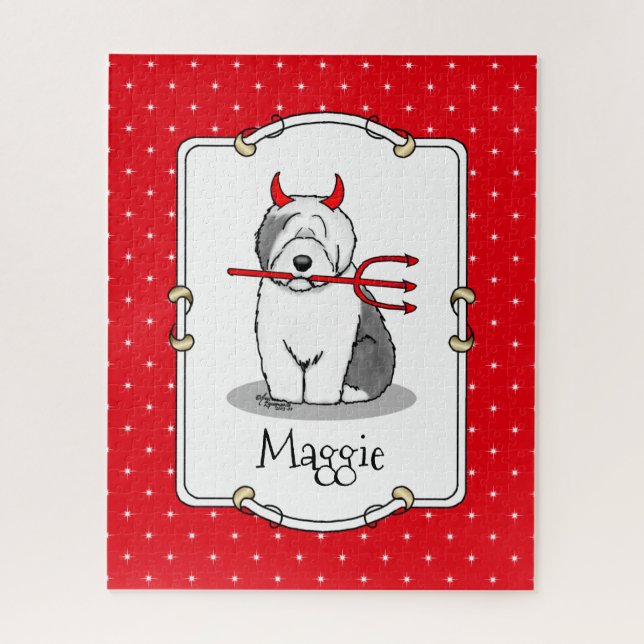 Naughty Devil Old English Sheepdog (Gray 1) (Vertikal)