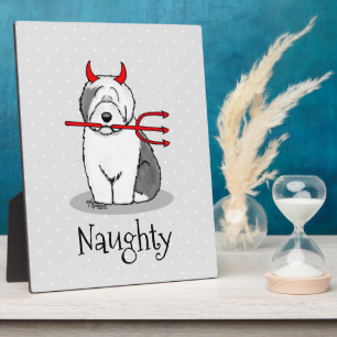 Naughty Devil Old English Sheepdog (Gray 1) Fotoplatte