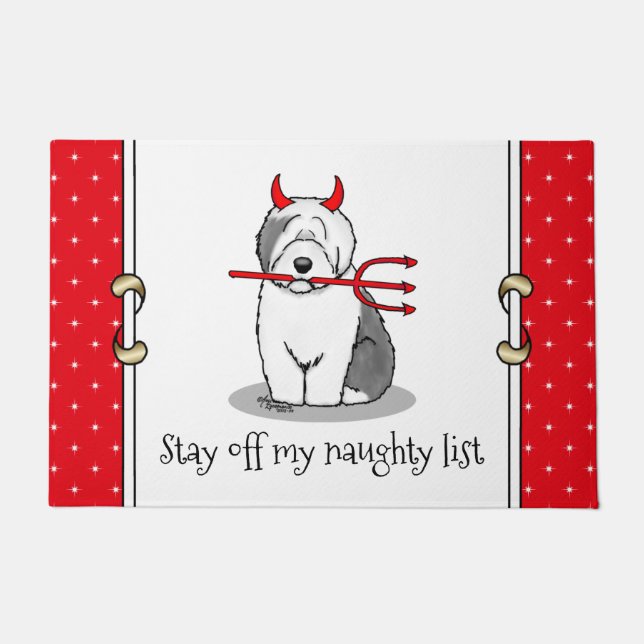 Naughty Devil Old English Sheepdog (Gray 1) Fußmatte (Vorderseite)