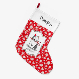 Naughty Devil Old English Sheepdog (Gray 1) Großer Weihnachtsstrumpf