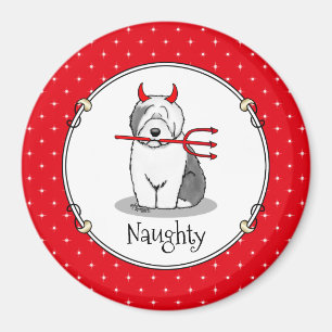 Naughty Devil Old English Sheepdog (Gray 1) Magnet