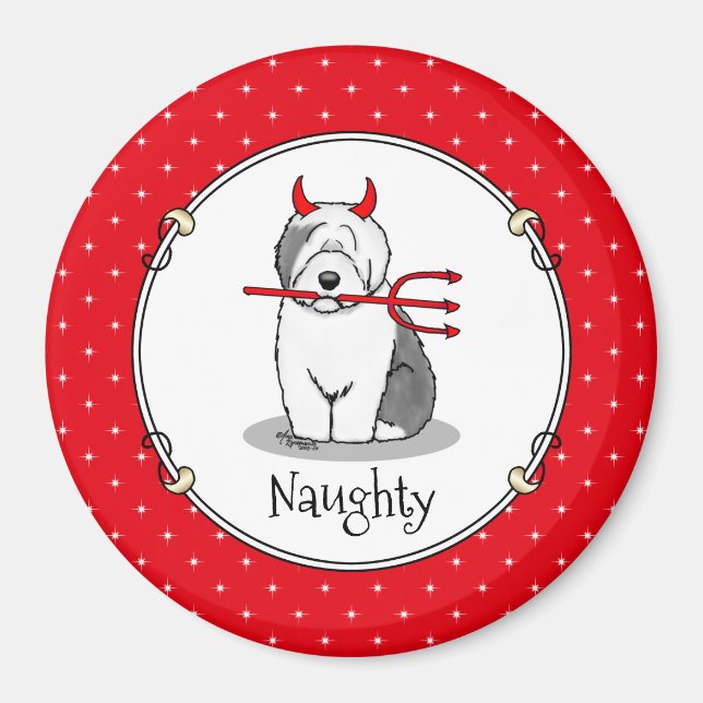 Naughty Devil Old English Sheepdog (Gray 1) Magnet (Vorne)