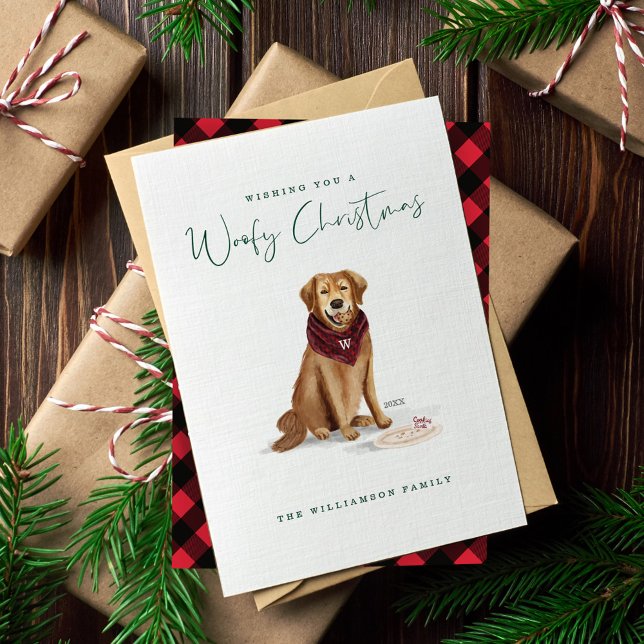 Naughty Dog Golden Retriever Weihnachtskochtopf Feiertagskarte (Naughty Dog Golden Retriever Christmas Cookies Holiday Card)