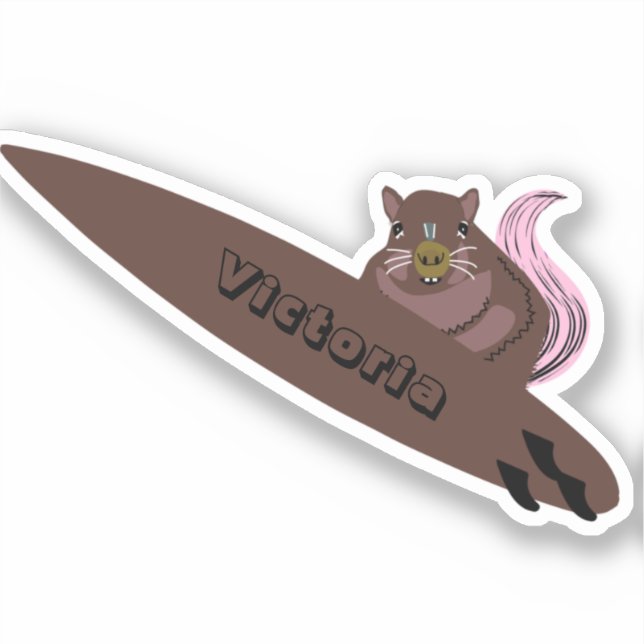 Naughty Eichhörnchen #1064 Surfen Aufkleber (Vorderseite)