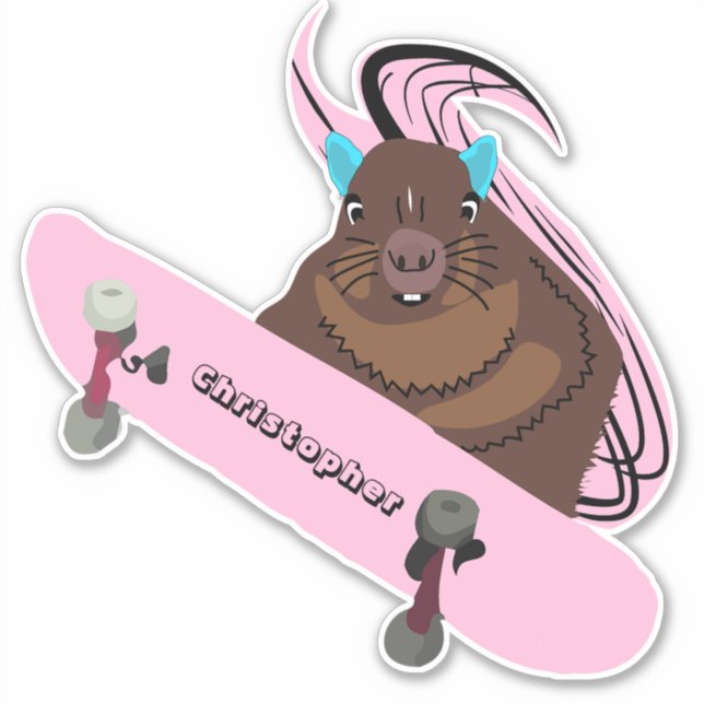 Naughty Eichhörnchen #109 Skateboarding Aufkleber (Vorderseite)
