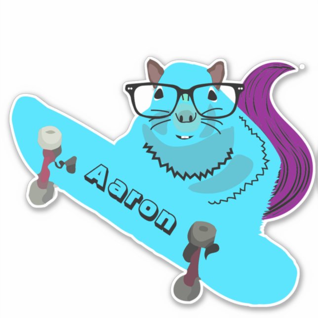Naughty Eichhörnchen #114 Skateboarding Aufkleber (Vorderseite)